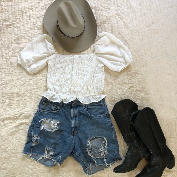 Style Envy Tops - Style Envy White Puffed Sleeve Top